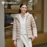 坦博尔轻薄羽绒服女短款连帽百搭休闲秋冬女士外套 珍珠月米 L(170)