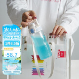 乐扣乐扣（LOCK&LOCK）人鱼线塑料运动水杯便携水壶带刻度提手男女水杯子520ML淡蓝色