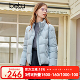百图betu女装秋冬新款羽绒服轻薄短款时尚立领长袖羽绒服2309T07 蓝色 S