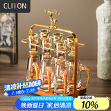 CLITON金箔高档水晶白酒杯分酒器礼盒套装一口杯二两小酒杯烈酒杯6杯6壶