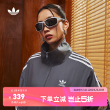 adidas情侣款复古风梭织立领夹克外套男女阿迪达斯官方三叶草 深灰 XL