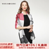 玛丽亚·古琦（MARJA KURKI）羊毛围巾女冬季 礼盒装保暖披肩围巾两用 千鸟格围脖女礼物 白/酒红/灰