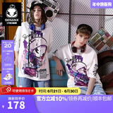 闪电潮牌（GENANX）太空棉夏季T恤男嘻哈情侣装宽松字母印花动漫五分袖潮流短袖 白色 M