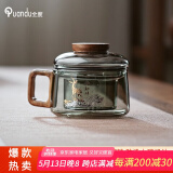全度高硼硅耐高温办公杯茶杯烟灰色杯子简约带过滤茶水分离玻璃杯迷你 墩墩杯【加厚一鹿相伴】 200ml 1只