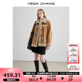 VEGA CHANG皮毛一体短外套女2024年秋冬宽松显瘦旷野美拉德毛绒保暖夹克外套 布朗棕（长款） S