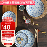有谷窑有古窑日本进口陶瓷餐具釉下彩日式餐具汤碗饭碗盘子家用菜盘 蔓唐草24cm圆盘 （果盘） 9.4英寸