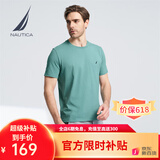 诺帝卡（NAUTICA）【单件直降】男装夏季款无忧搭休闲男女同款纯棉短袖T恤TE2101 O4101蓝绿4AR M