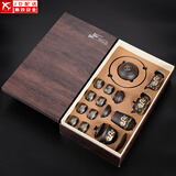 紫砂功夫茶具套装家用小套简约整套办公侧把泡茶壶陶瓷茶杯茶叶罐茶道茶盘 16头紫砂茶具(祥龙盛世)盖碗款-礼盒装