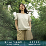 AIGLE艾高短袖T恤春夏经典款户外DFT速干排汗SILVADUR抗菌女 貂杏色 AT495 M(165/88A)