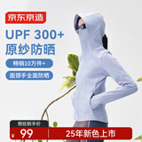 京东京造【UPF300+】防晒衣女士原纱冰丝凉感夏季防晒服女外套 浅灰蓝 S