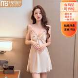 莫代尔冰丝睡衣女夏季2025年新款带胸垫蕾丝高级感吊带睡衣性感纯欲睡裙 桔色睡裙 （单睡裙） L 建议体重95-115斤