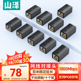 山泽（SAMZHE）网线对接头 转接头 网络直通头RJ45网口连接器 双通头模块网线延长器8P8C 10个装 黑色1010BK