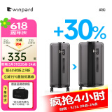 WINPARD威豹拉杆箱pc箱男硬箱行李箱托运登机箱女 密码箱 旅行箱 深灰 (拉链扩层款， 容量升级30%) 20英寸 登机箱(赠送箱套）