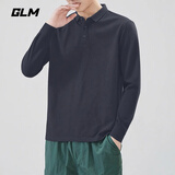 GLM长袖t恤男春秋季翻领长袖polo衫男简约运动上衣打底衫男装深灰XL