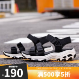 SKECHERS斯凯奇女子春夏复古厚底增高熊猫凉鞋时尚休闲魔术贴软底凉拖 31514/BLK 黑色 35