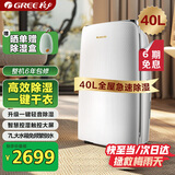 格力（GREE）除湿机家用抽湿机除湿量40升/天低噪除潮防霉除湿器智能控湿一键干衣单间参考面积80平DH40EF