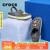 crocs卡骆驰洞洞鞋贝雅卡骆班轻便耐磨一脚蹬休闲鞋|205089 石板灰/青柠绿-0GX 37 /38(230mm)