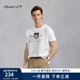 GANT/甘特【100%棉】男女情侣款学院风美式休闲圆领短袖重磅T恤 110白色 2XL