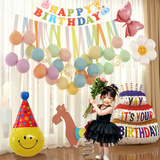 倍欢喜 生日场景布置套餐儿童装饰品男孩女孩派对库洛米小马宝莉背景墙 彩色气球-流苏生日套餐