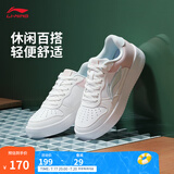 李宁板鞋女鞋夏季百搭透气小白鞋耐磨运动休闲鞋 【浮舟】云雾白/浅粉色420-4 38