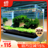 森森 超白玻璃小鱼缸HRK-300套缸款(长29.5cm)热弯玻璃+过滤器+水草灯