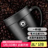 ASVEL创意咖啡杯马克保冷保温杯带盖水杯不锈钢办公室水杯女情侣杯子 新款黑色磨砂款 330ml