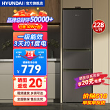 HYUNDAI（韩国现代）大容量双开门二门冰箱 家用中型小型电冰箱冷冻冷藏租房宿舍节能 228L灰【行业热卖+店铺热销】