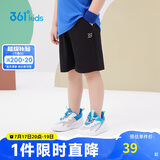 361°儿童短裤夏季男女童3-12岁透气运动裤梭织五分裤 黑 120