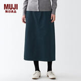 无印良品 MUJI 女式 丝光斜纹 裙子半身长裙秋冬季简约风纯棉全棉BEK37C2A 藏青色 S(155/62A)
