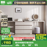 林氏家居现代简约梳妆台卧室化妆桌OV3C【灰色】双人桌+六斗柜+妆镜凳+椅