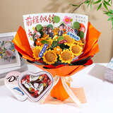 德芙丝滑牛奶巧克力礼盒27g男女生中考励志祝福礼物向日葵针织花束