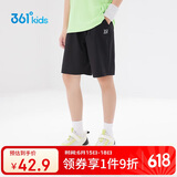 361°儿童短裤夏季男女童3-12岁透气运动裤梭织五分裤 黑 140