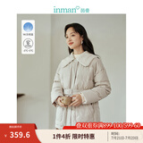茵曼（INMAN）白鸭绒九江羽绒服2024冬女装新款羊羔毛轻暖翻领长袖收腰外套 浅杏格 L