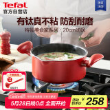 特福（Tefal）汤锅不粘锅煮汤锅家用炖煮锅双耳煮粥煲汤锅-20cm