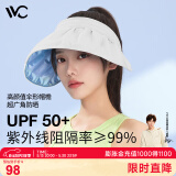 VVC成毅推荐防晒帽女遮阳帽空顶太阳帽子防紫外线大檐贝壳帽 冰川白