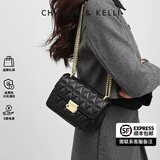 CHARLIE&KELLI CK品牌包包女包2025新款链条菱格小方包女单肩斜挎包女生日礼物 黑色【代写贺卡 赠品牌礼袋】