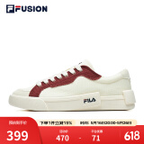 FILA FUSION斐乐女鞋帆布鞋女 低帮板鞋POP轻质帆布鞋休闲运动鞋女 奶白/烧砖红-GF 38