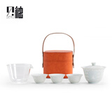 贝柚千佛盖碗旅行茶具套装鎏银彩送礼品户外便携式快客杯三杯 千佛_铃铛盖碗旅行套组