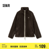 森马（Semir）外套女插肩袖珊瑚绒仿羊羔毛2024冬季立领宽松夹克109724108003