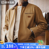 马登工装星际穿越底特律猎装夹克男春季J001美式帆布巴恩风翻领外套 卡其色 XL