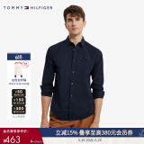 TOMMY HILFIGER春夏季男装商务休闲通勤纯色亚洲合身版长袖衬衣衬衫男外套97982 藏青色416 S (推荐：110-120斤)