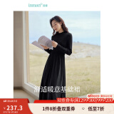 茵曼（INMAN）灯芯绒连衣裙春秋女装新品长袖休闲针织礼服中长裙子 午夜黑-18348727 M