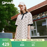 斐乐（FILA） FUSION潮牌女子连衣裙夏新款时尚宽松POLO领连身裙 乳糖色-BG XL