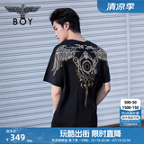 BOY LONDON【暗黑罗盘】夏情侣款短袖权杖印花炸街潮牌T恤N01906 N0103902 S