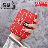 袋鼠（KANGAROO）时尚卡包女小巧防消磁多功能卡套学生大容量多卡位零钱包女 红色