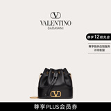 华伦天奴VALENTINO[礼物]女士 VLOGO SIGNATURE 迷你羊皮水桶包 黑色 均码