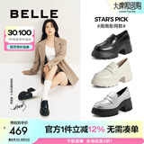 百丽（Belle）柳智敏同款周雨彤明星同款糕点乐福鞋女商场皮鞋B5G1DCA4 【周雨彤/柳智敏同款】黑色 37 (235mm)