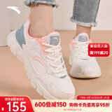 安踏女鞋运动鞋夏季新款透气防滑透气跑步鞋轻便软底百搭休闲小白鞋女 【皮面防泼水】 白/青/粉-4 36 (225mm)