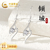 中国黄金（CHINA GOLD）倾城足银耳环女士高级感银耳坠耳钉中高考礼物送女友老婆生日618 倾城耳环-托帕石【京速达】
