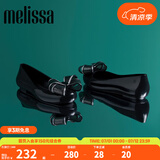 Melissa（梅丽莎）新品蝴蝶结圆头平底时尚简约休闲通勤女士单鞋子33633 黑色/银色 36